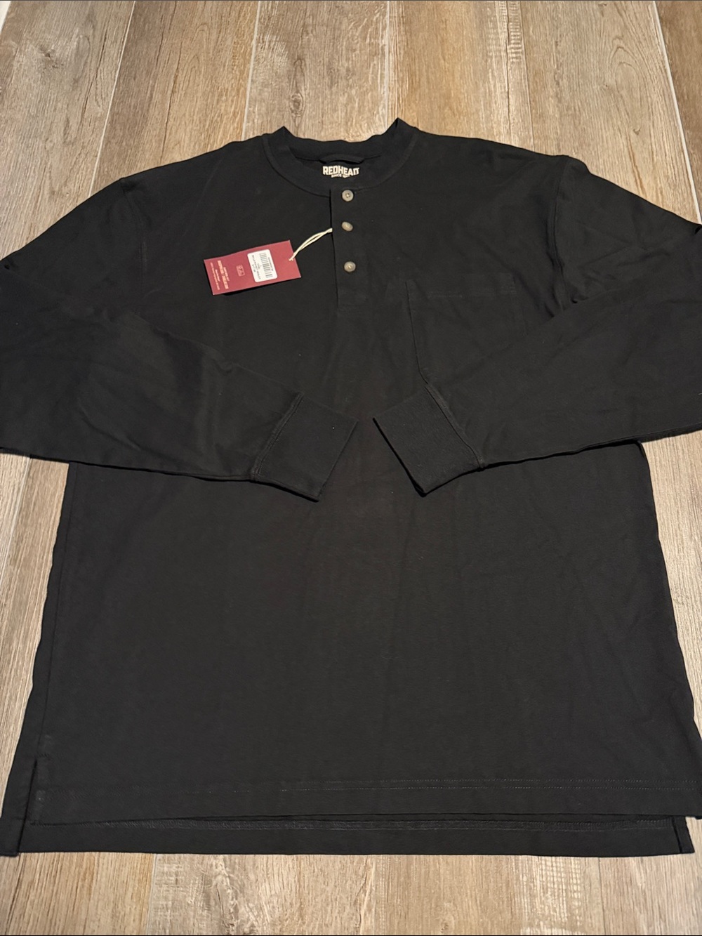 RedHead Men’s Black Long-Sleeve Henley with Chest Pocket